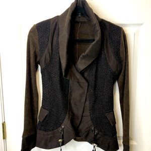 Lucy Paris brown long sleeve wool blend button front jacket, size small